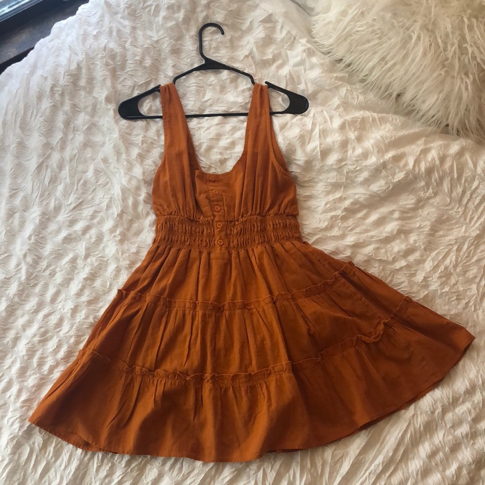 burnt orange urban outfitter dress